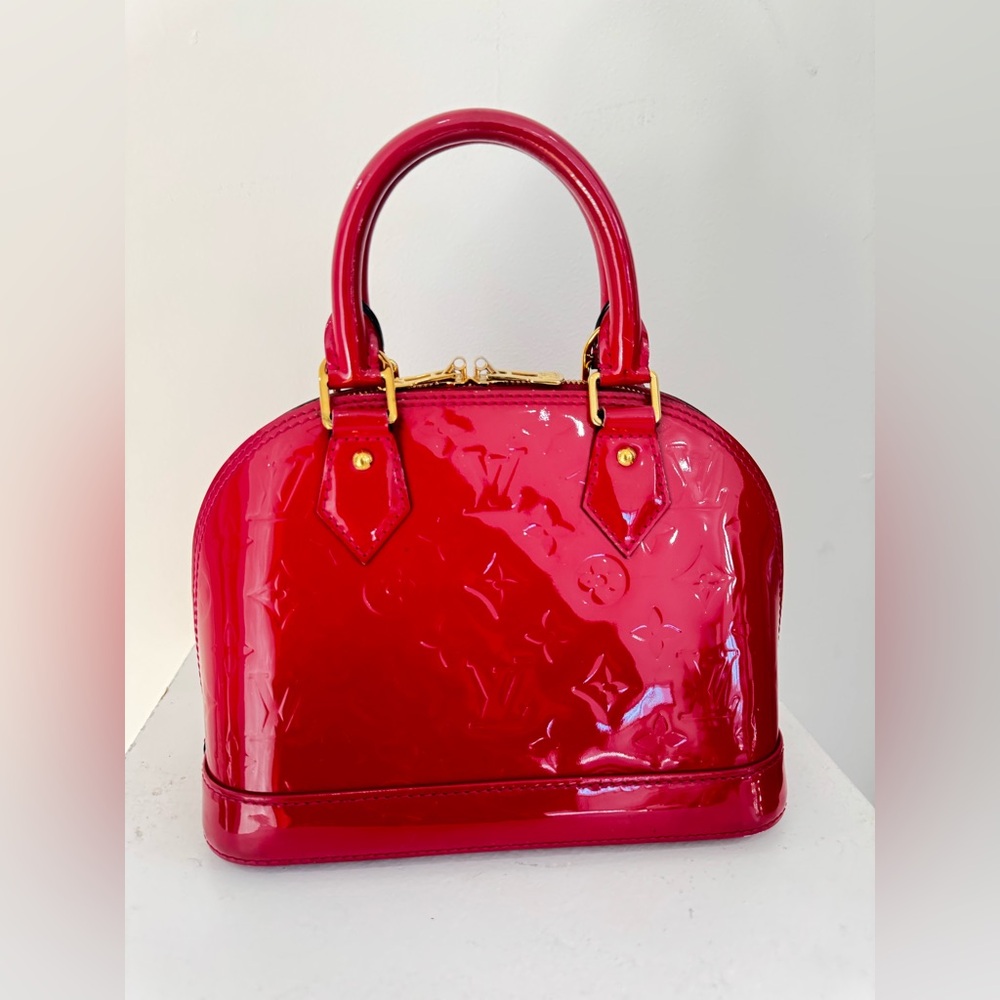 Authentic Louis Vuitton Vernis Alma BB Rose Indien Patent Leather Handbag - Picture 2 of 10